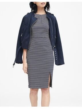 Banana Republic Navy and White Striped Sheath Dress
